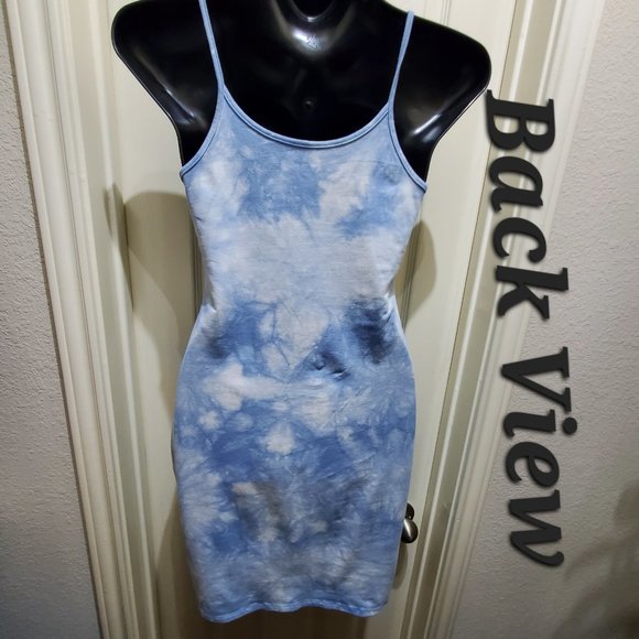 WILD FABLE Blue Tie Dye Bodycon Dress, Size L - Picture 3 of 10